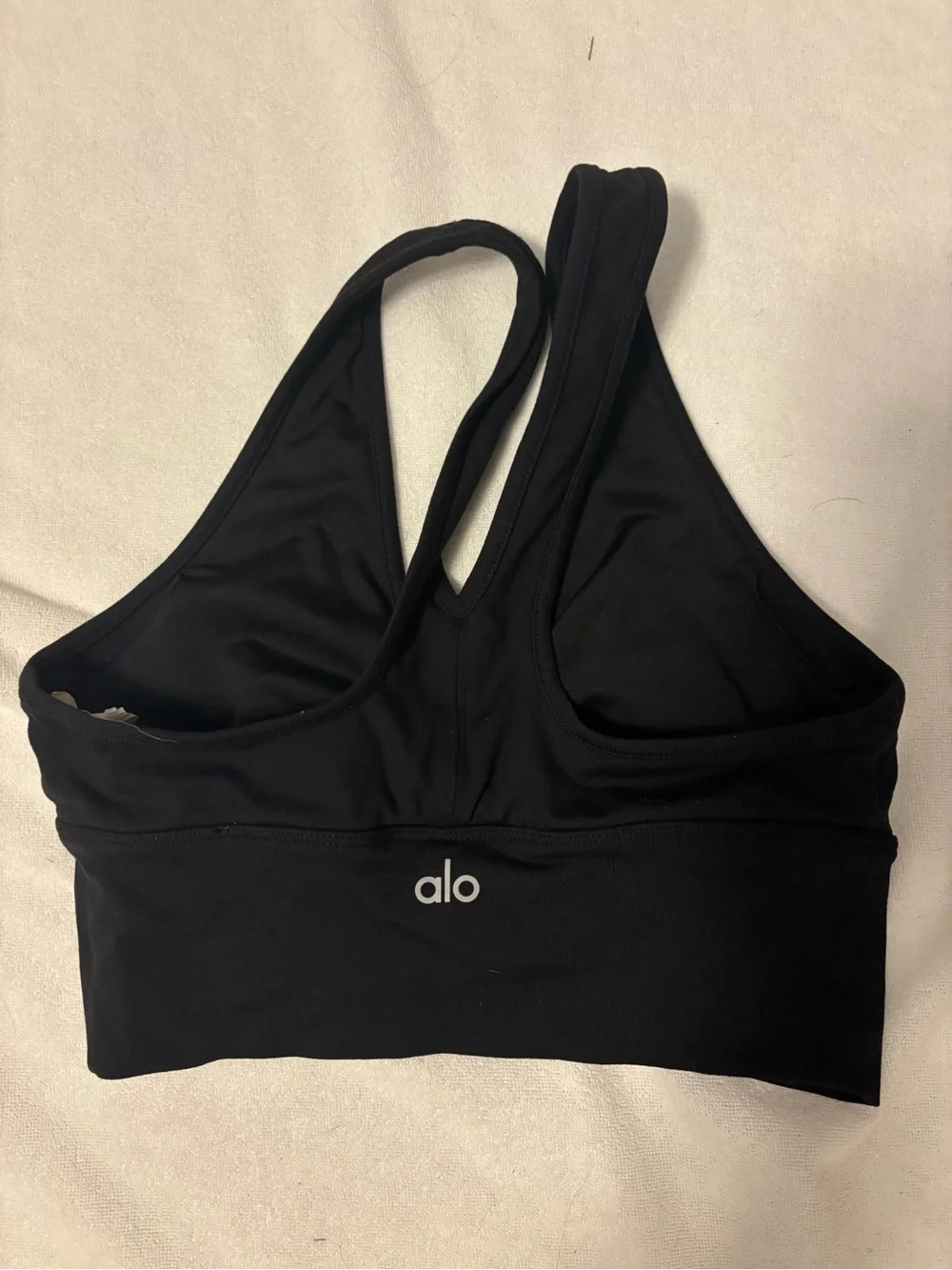 ALO Yoga Black Ruched V-Back Sports Bra